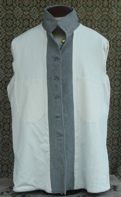 Lined N.C. Sack Coat (Fatigue Blouse) in Medium Gray woolen jean cloth inside front view